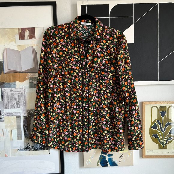 Ganni Silk Floral Print button down | Size 34 | 2-4 | S - Picture 1 of 4
